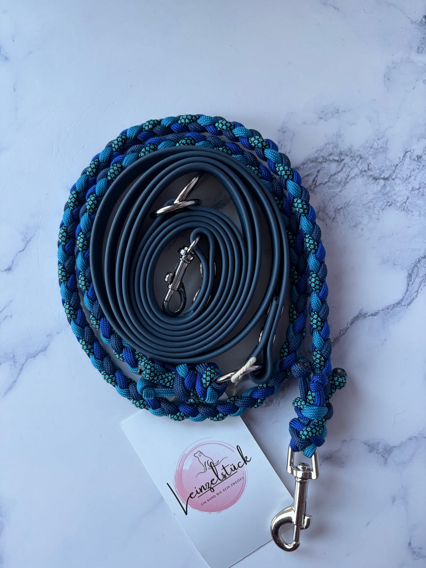 Halsband + Leine Blue mini (HU 22-28cm)