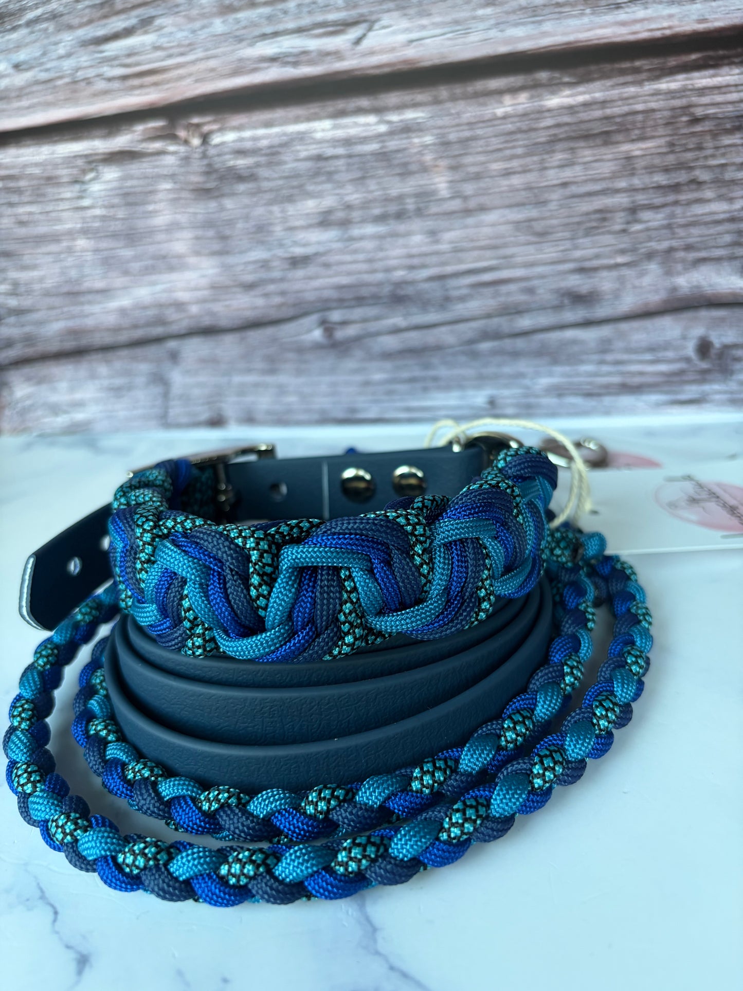 Halsband + Leine Blue mini (HU 22-28cm)